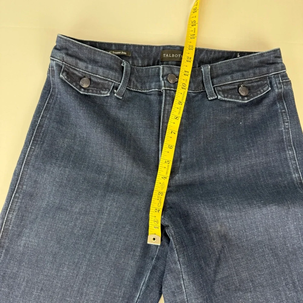 Talbots Womens Dark Wash Trouser Jeans Wide Leg High Rise Blue Size 6‎